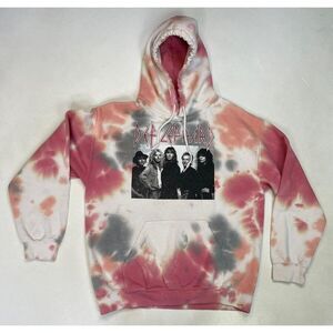 Def Leppard Graphic Pullover Hoodie Men Small Multicolor Tie Dye Music
